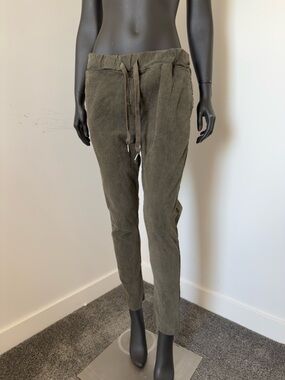 Italy Corduroy Olive Green Drawstring Pants